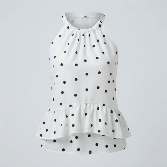 Florence Whitmore | Ruffled Polka Dot Halter Top