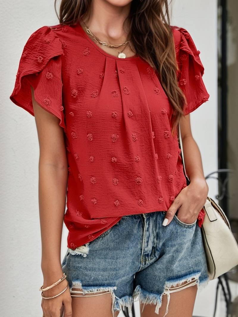 Willow Sheppard | Swiss Dot Blouse With Petal Sleeves