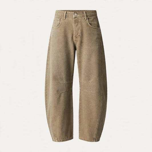 Honor Fairbank | Khaki Baggy Barrel Leg Jeans For Women