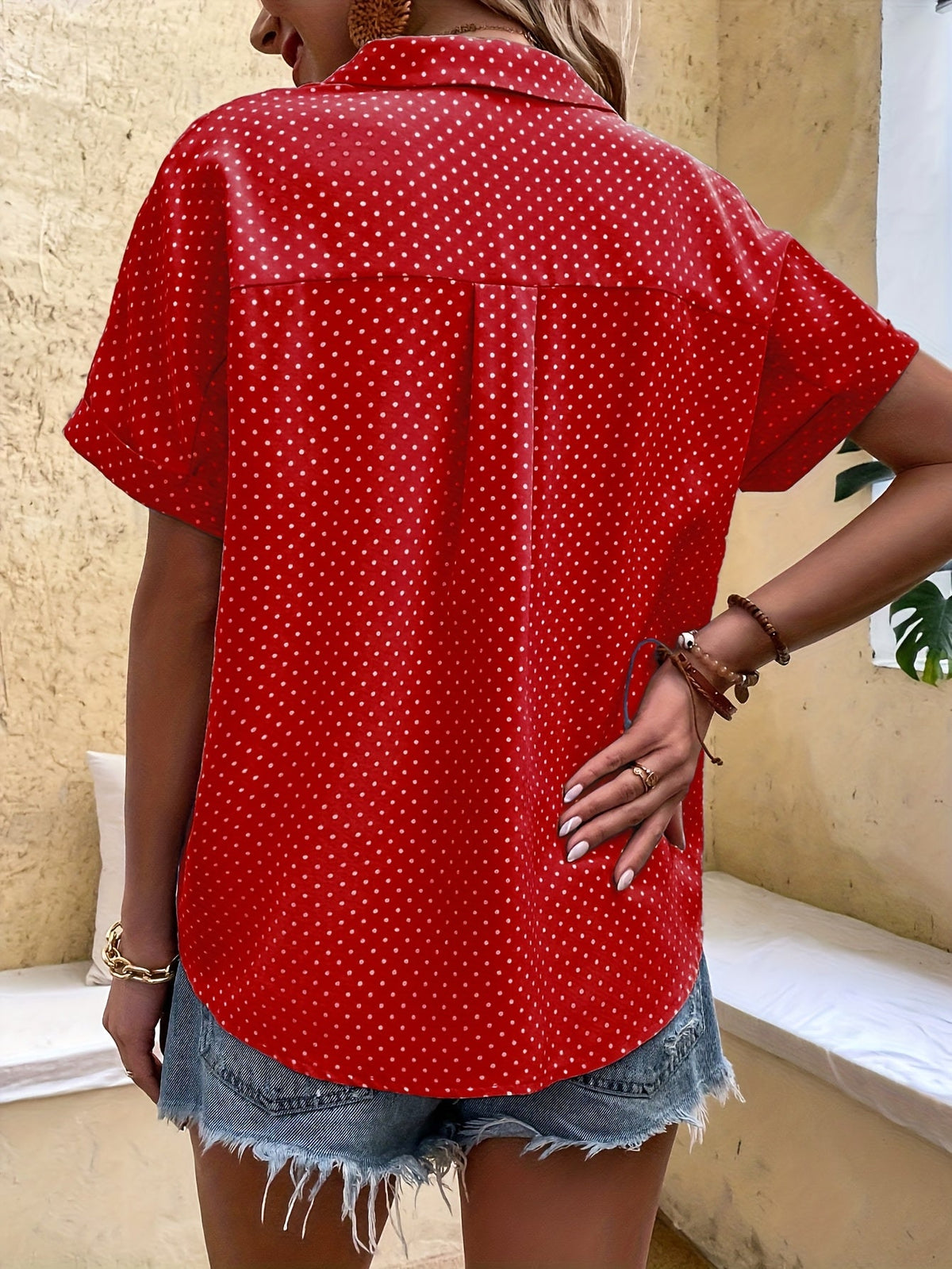 Tegan Ashworth | Polka Dot Button Blouse With Relaxed Fit For Women