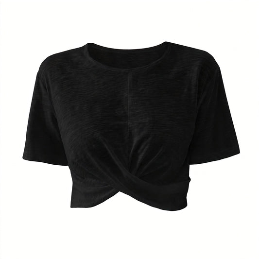 Verity Thorncroft | Black Twist Front T-Shirt For Women