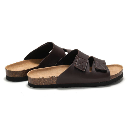 Wilder Naughton | Dark Brown Cork Footbed Slides For Men
