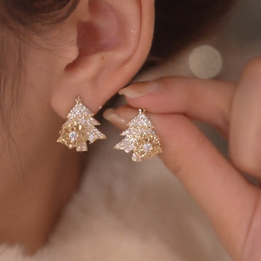 Sparkle Bell | Rhinestone Tree Christmas Earrings For Women
