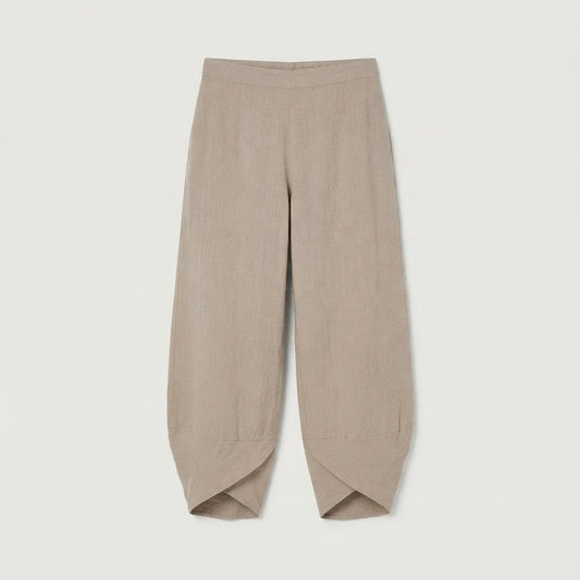 Delyth Rushmere | Beige Relaxed Linen Look Trousers For Women