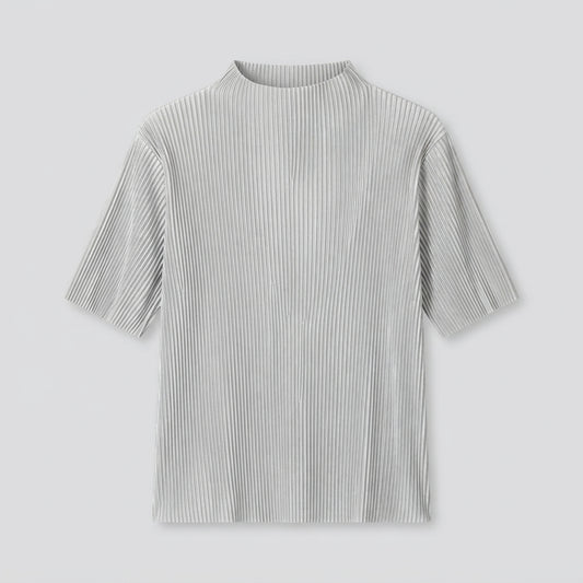 Annabelle Winslow | Pleated Satin Blouse With Mock Neck For Women