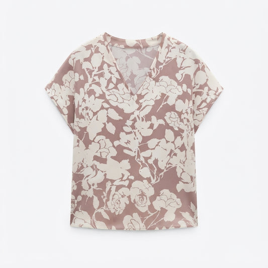 Willow Sheridan | Floral Print V-Neck Blouse For Women