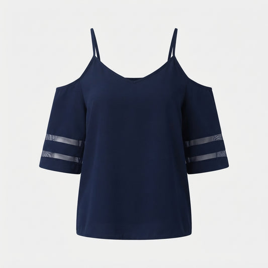 Clementine Whitcombe | Cold Shoulder Blouse With Mesh Sleeve Detail For Women