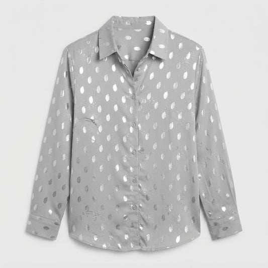 Erin Calloway | Silver Dot Satin Blouse For Women