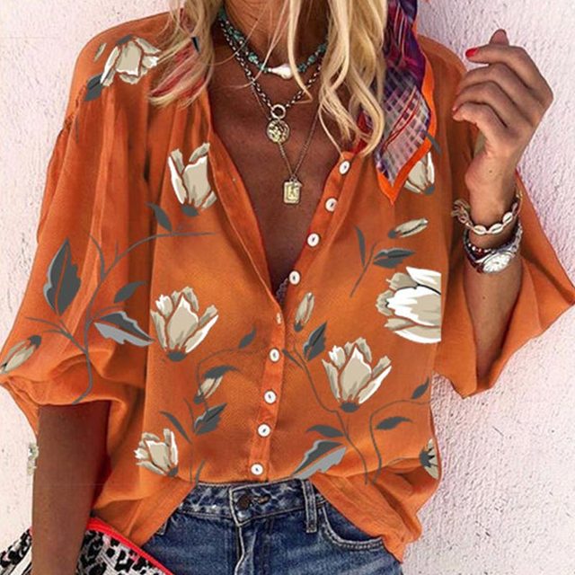 Mackenzie Hartwell | Floral Print Blouse With Statement Sleeves For Women