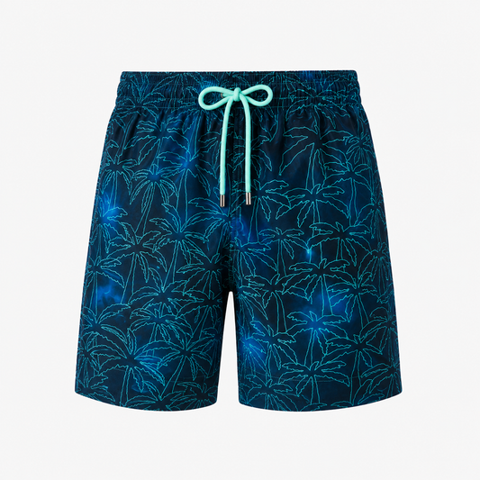 Zachary Ryan | Navy Palm Print Swim Shorts For Men