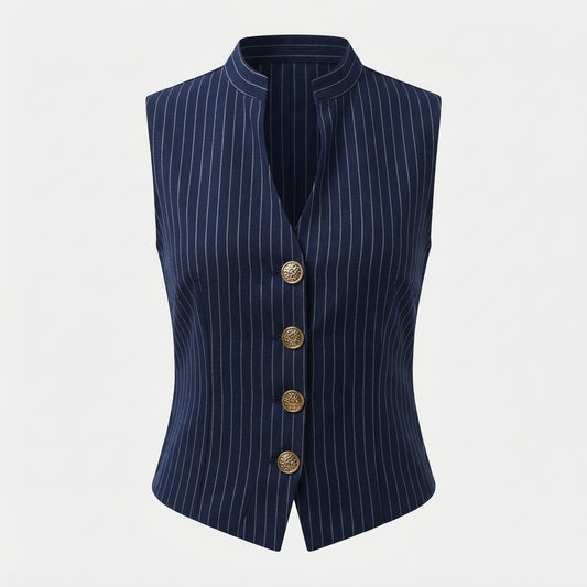 Margot Ashfield | Pinstripe Button-Front Vest Top For Women