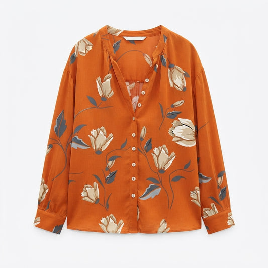 Mackenzie Hartwell | Floral Print Blouse With Statement Sleeves For Women