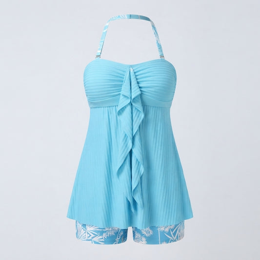 Hazel Prescott | Pleated Ruffle Tankini Top For Women