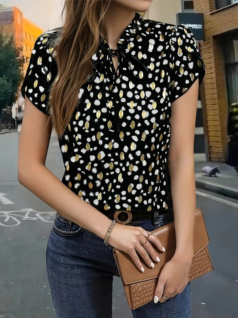 Clara Ashwood | Leopard Print Blouse With Tie-Neck Detail For Women