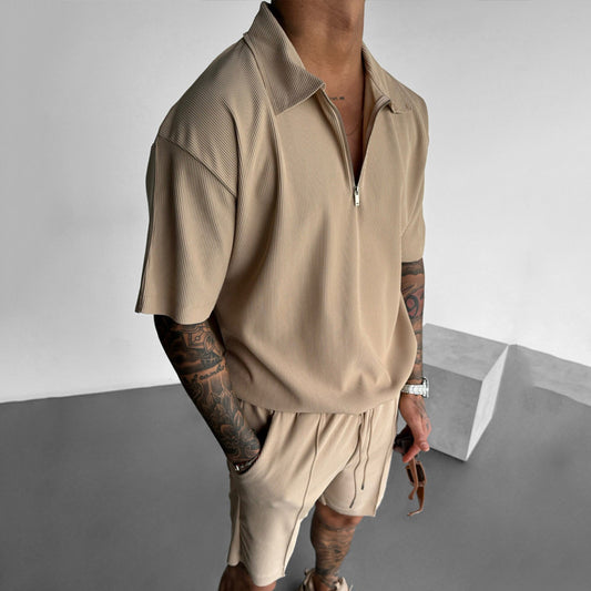 Wade Pemberly | White Camp Collar Shirt And Shorts Set For Men