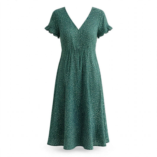 Delilah Grantley | Green Polka Dot Midi Dress For Women