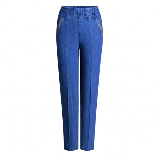 Faye Danbury | Blue Stretch Jeans With Elastic Waist For Women