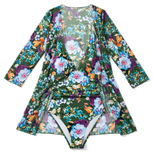 Glenys Jarrow | Floral Swimsuit With Kimono Cover Up For Women