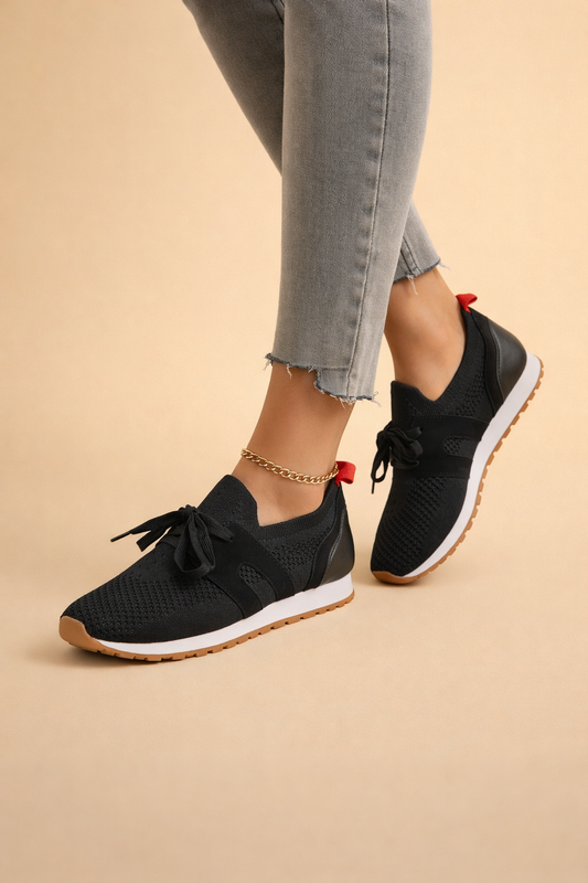 Greta Hollins | Light Grey Knit Sneakers For Women