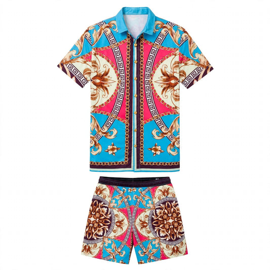 Jonty Kilburn | Black Floral Print Shirt And Shorts Set For Men