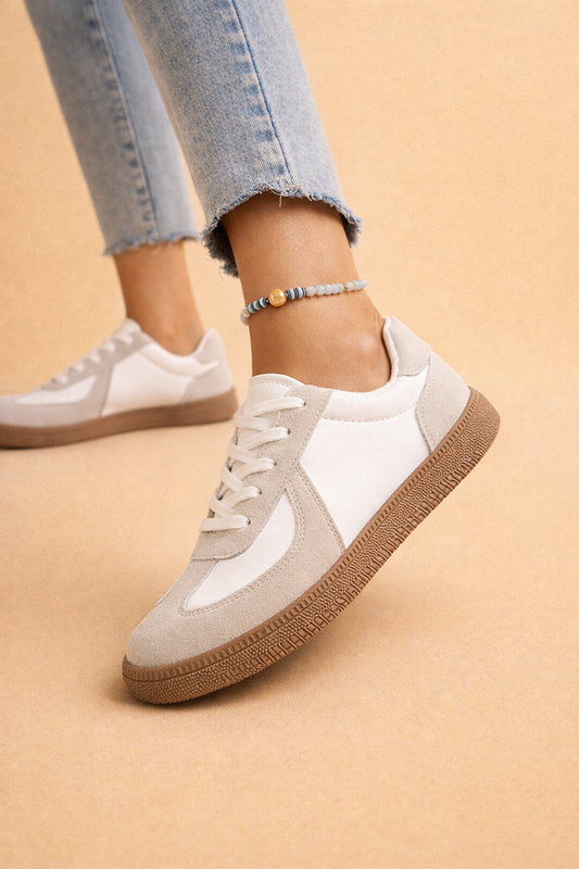 Josephine Ainslie | White Suede Patchwork Sneakers For Women