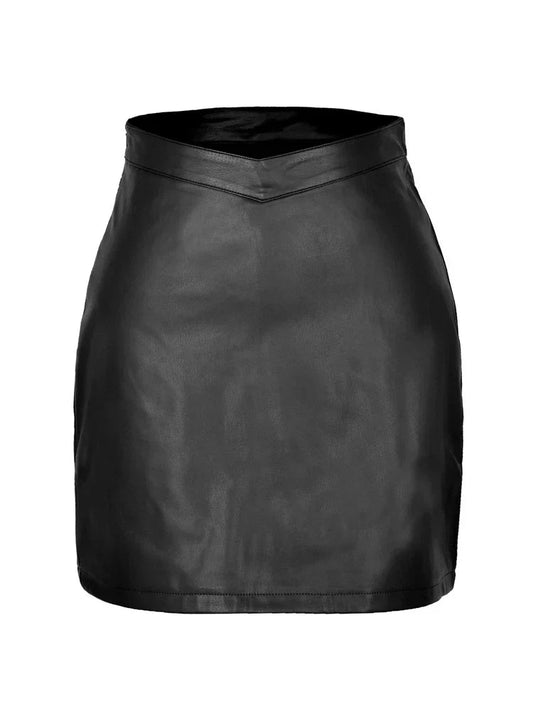 Liana Dunsford | Tan Faux Leather Mini Skirt For Women