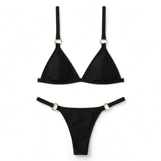 Madeleine Ashford | Black Triangle Bikini Set For Women