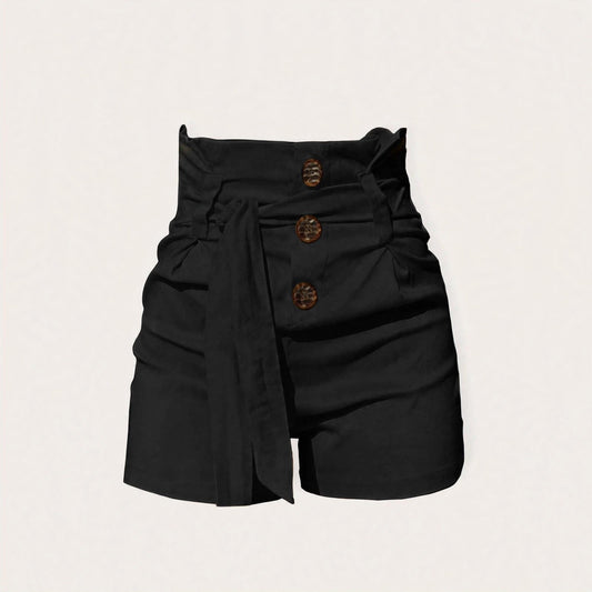 Odette Bramhall | Black Belted High-Waist Shorts For Women
