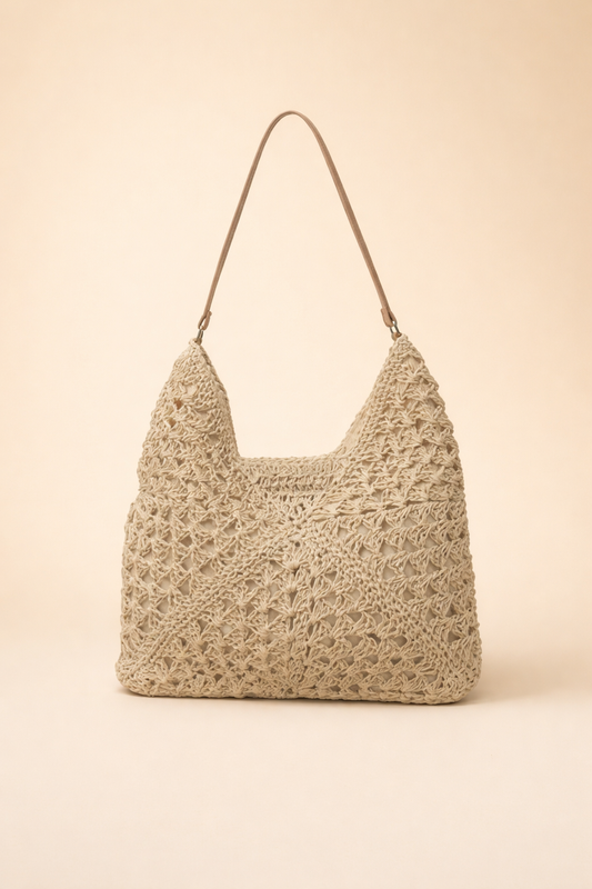 Ophelia Brightmore | Tan Woven Boho Shoulder Bag For Women