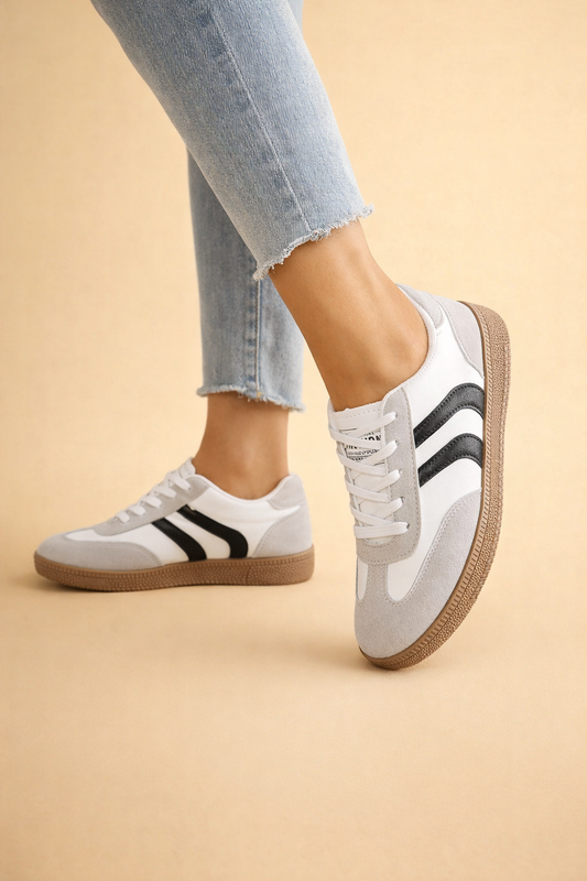 Persephone Ashworth | White Striped Platform Sneakers For Women