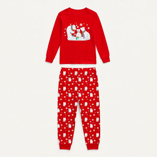 Polar Hug | Red Polar Bear Print Christmas Pyjamas Unisex & Family