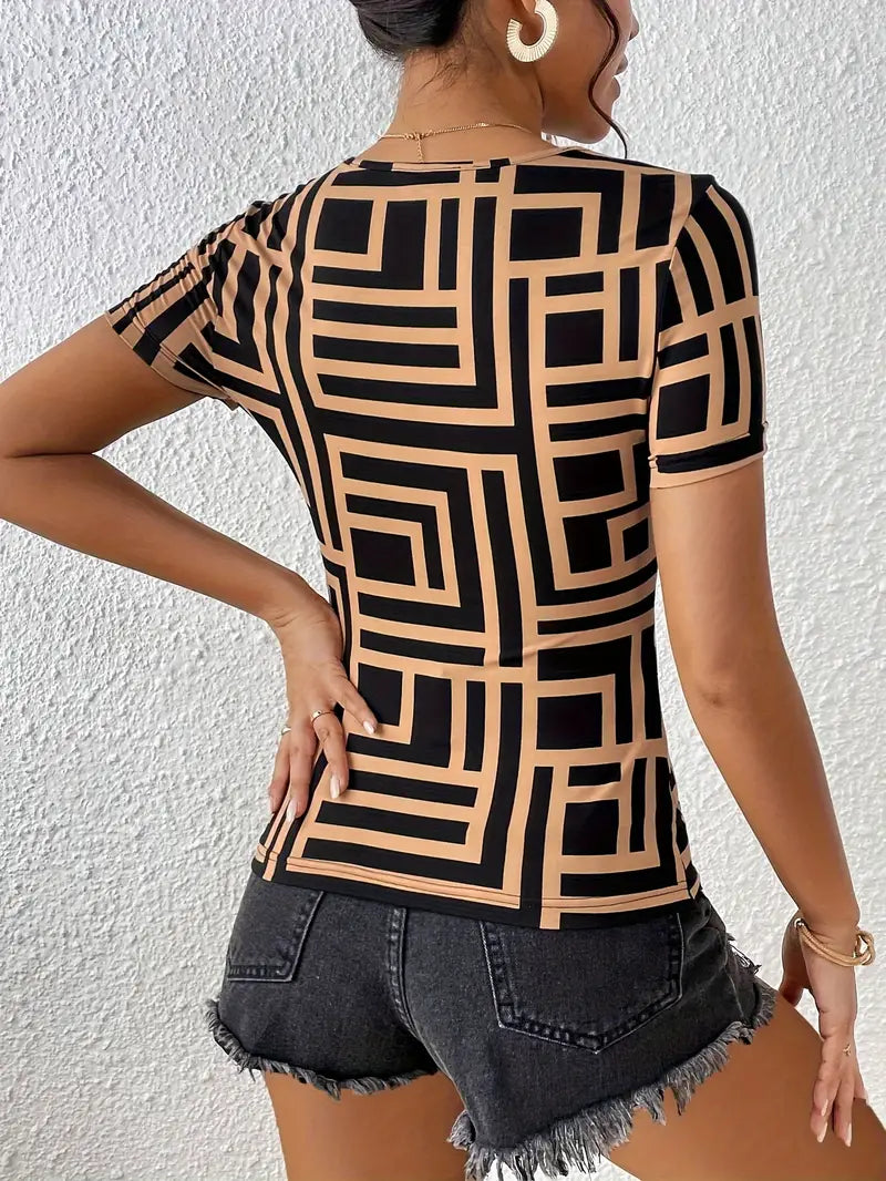 Talia Renshaw | Cut-Out Print T-Shirt For Women