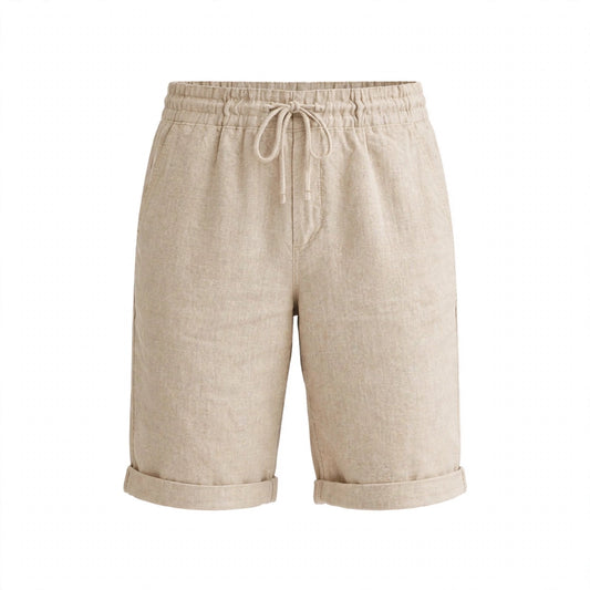 Rhys Carmody | Natural Linen Look Drawstring Shorts For Men