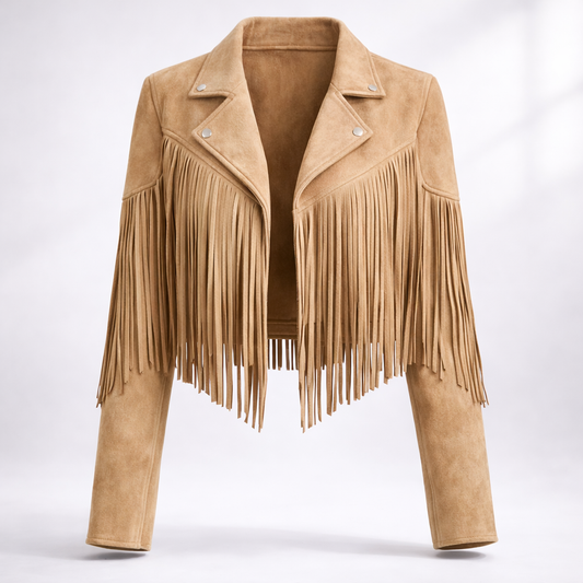 Shiloh Ashstone | Fringe Faux Suede Cropped Jacket For Women