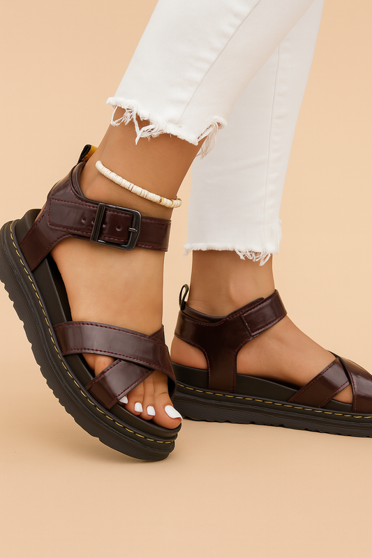Sienna Blackwood | White Strappy Platform Sandals For Women