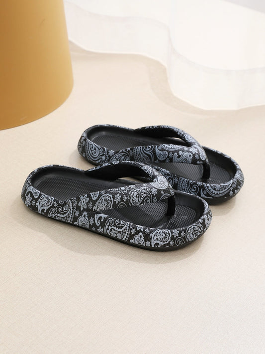 Sienna Eldridge | Black Paisley Print Slide Sandals For Women