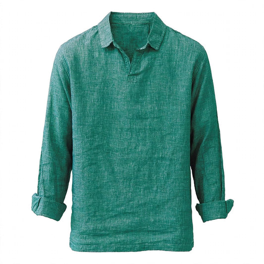 Theo Inchcape | Linen Look Popover Shirt For Men