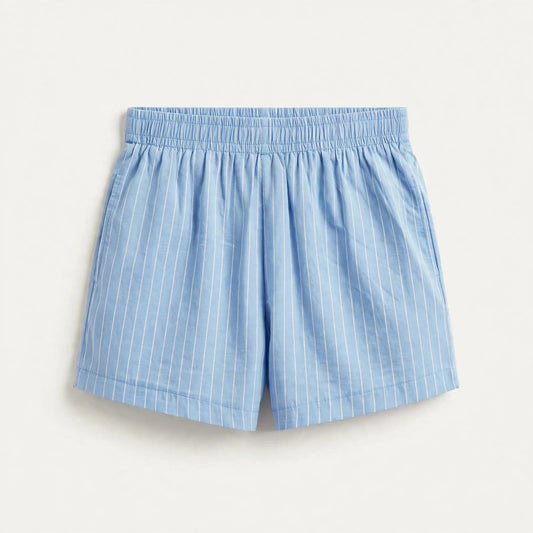 Wilhelmina Jardine | Blue Striped Boxer Shorts For Women