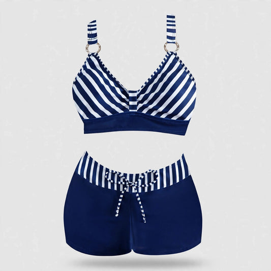 Zelda Colby | Navy Striped Bikini With Shorts For Women