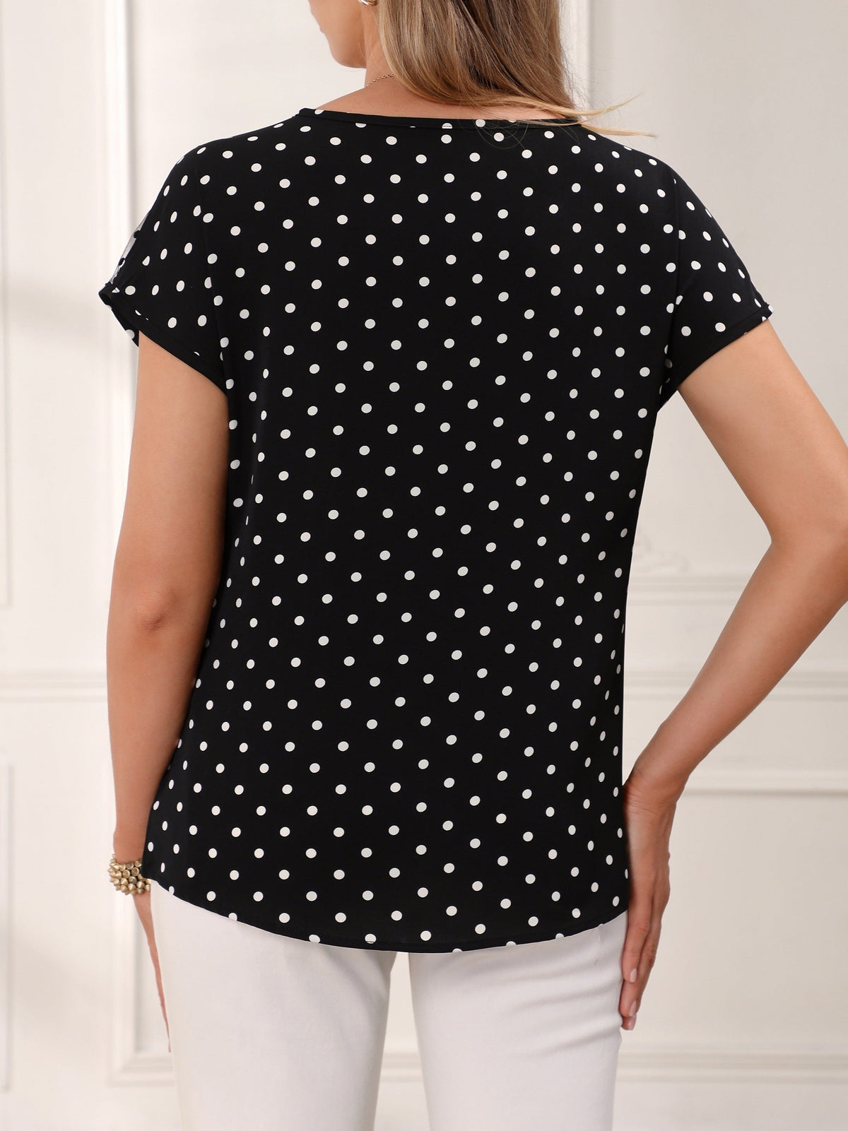 Bronwyn Pemberton | Polka Dot Lace Detail Blouse For Women