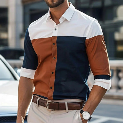 Hamlin Ormsby | Colourblock Long Sleeve Shirt For Men