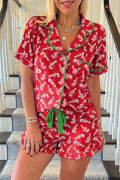 Tinsel Town | Candy Cane Print Christmas Pyjamas For Women