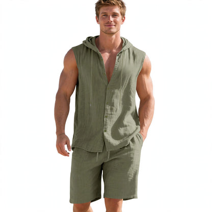 Gregor Norbury | Sleeveless Shirt And Shorts Set For Men