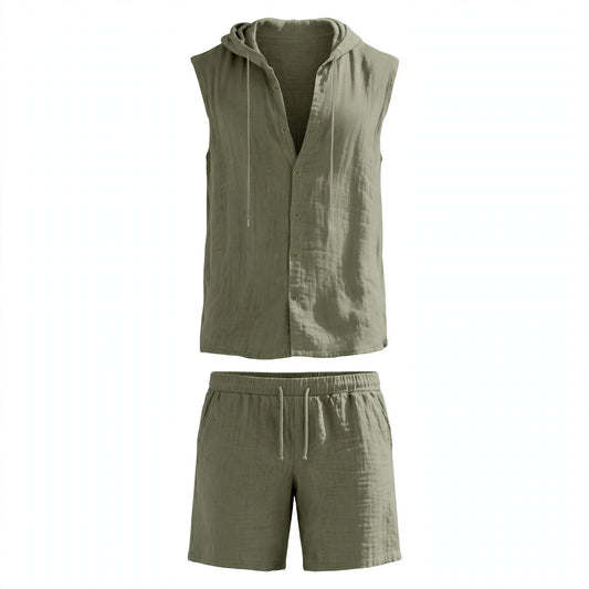 Gregor Norbury | Sleeveless Shirt And Shorts Set For Men