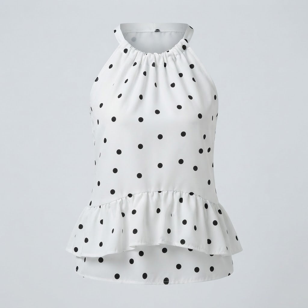 Florence Whitmore | Ruffled Polka Dot Halter Top
