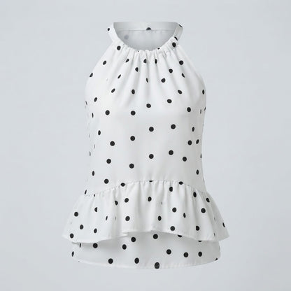 Florence Whitmore | Ruffled Polka Dot Halter Top