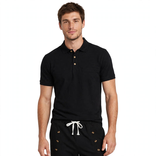 Ashton Goodwin | Light Blue Linen Look Polo And Shorts Set For Men