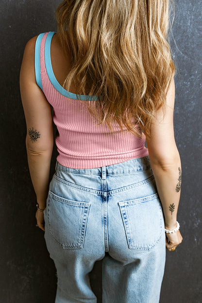 Marnie Calloway | Ribbed Contrast-Trim Tank Top For Women