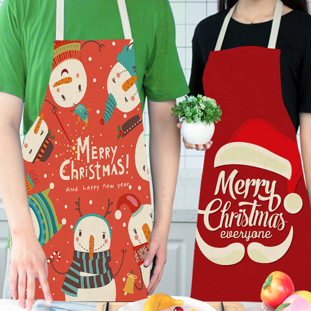 Yule | Red Snowman Print Christmas Apron Unisex