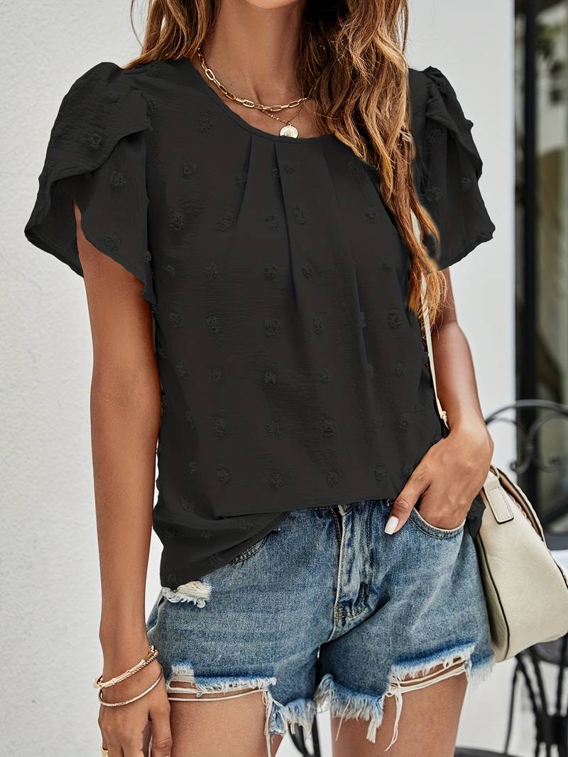Willow Sheppard | Swiss Dot Blouse With Petal Sleeves